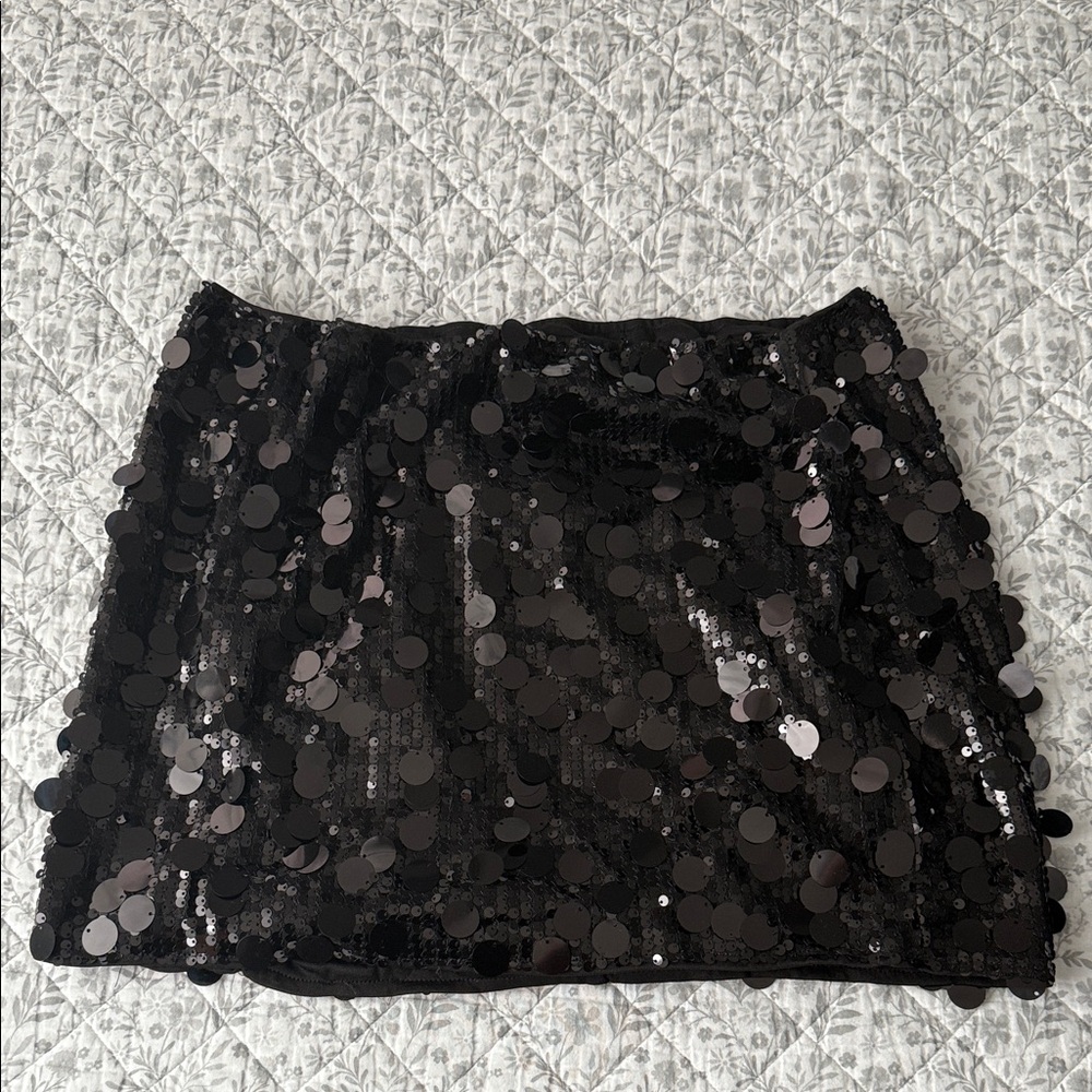 Elegant Black Sequin Mini Skirt